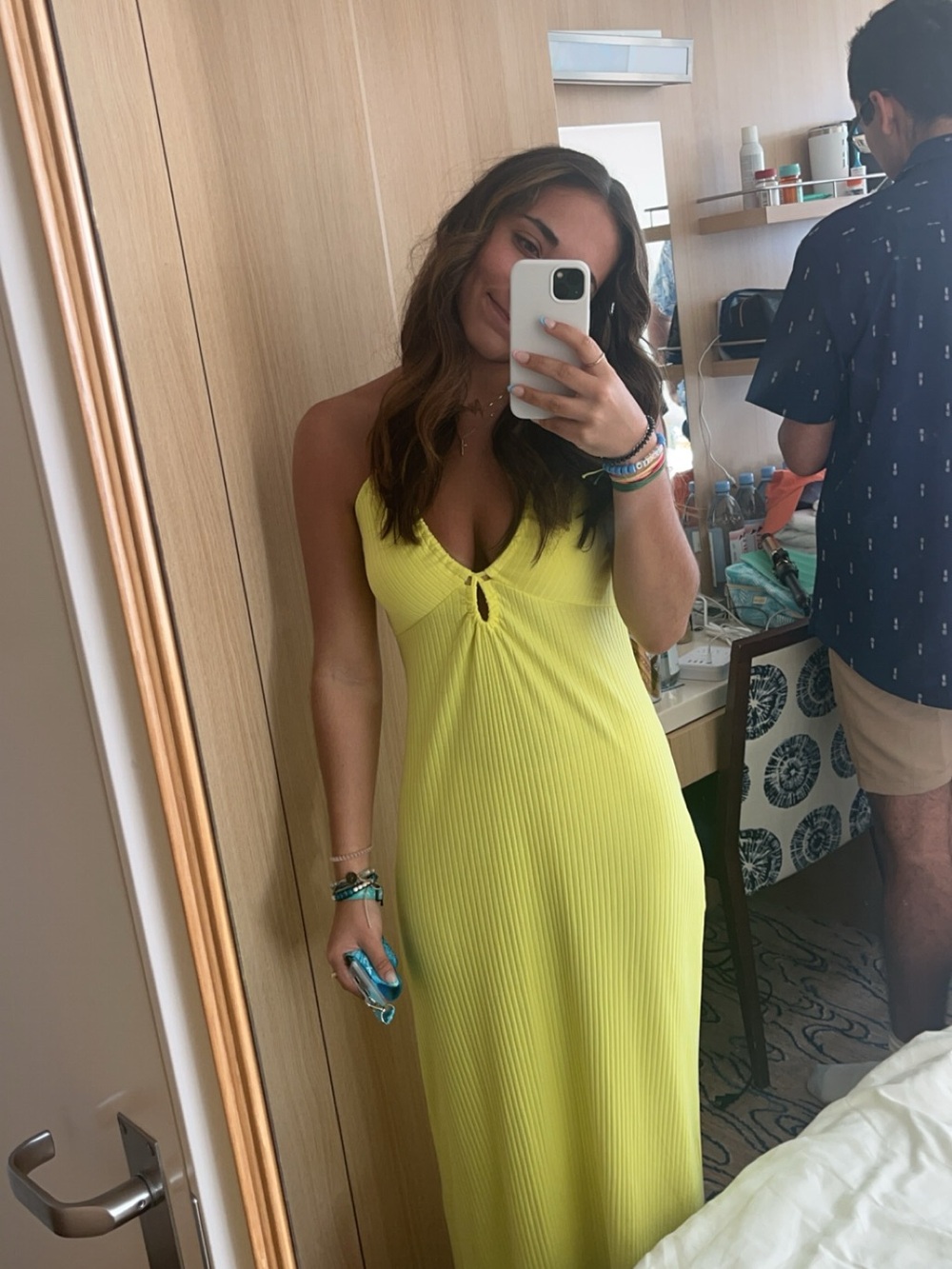 American Eagle Outfitters Neon Yellow Ribbed Dress